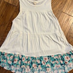 Matilda Jane White Tank Top with Floral Hem